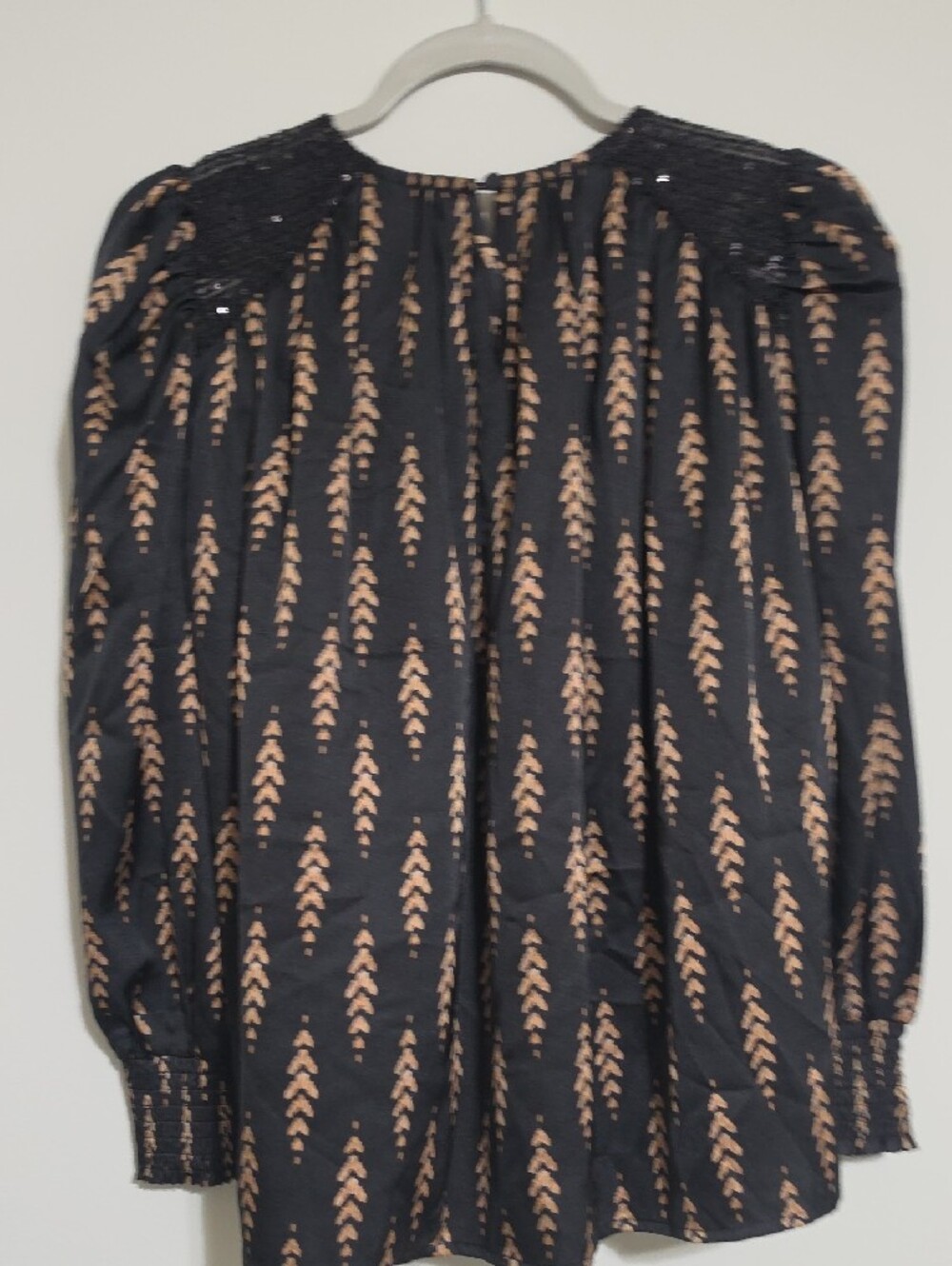 THML Black & Gold Boho Sequin Accent Balloon Sleeve Blouse, XL - Picture 6 of 7